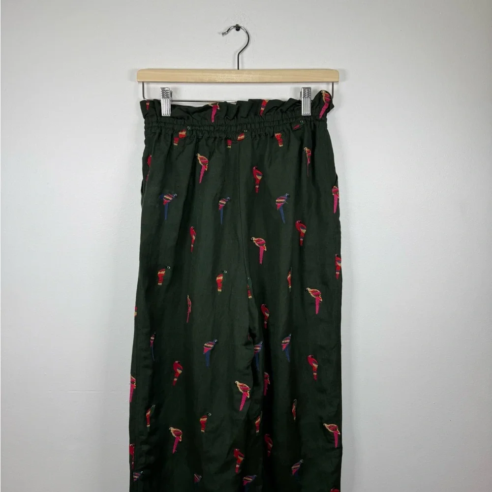 Farm Rio Parrot Bird Linen Blend Embroidered Pants - Picture 4 of 7